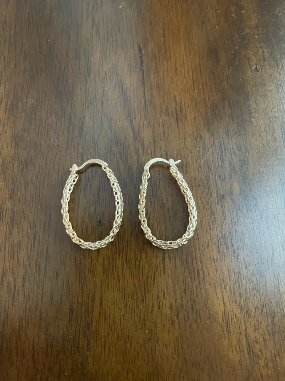 Barzel 18K gold plated link mesh braided hoop earrings - pierced ears - Picture 4 of 6